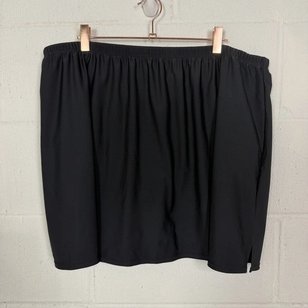 Croft & Barrow Womens Swim Skirt Plus Size 22W Black Side Slit Beach Travel Pool